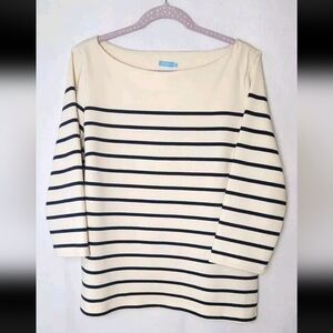 J.McLaughlin Striped Beige and Navy Women's Top